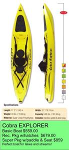 New x Cobra Kayaks Explorer 2010 : $559